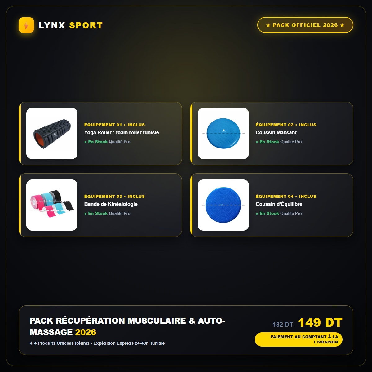 pack recuperation musculaire tunisie complet officiel Lynx Sport Tunisie